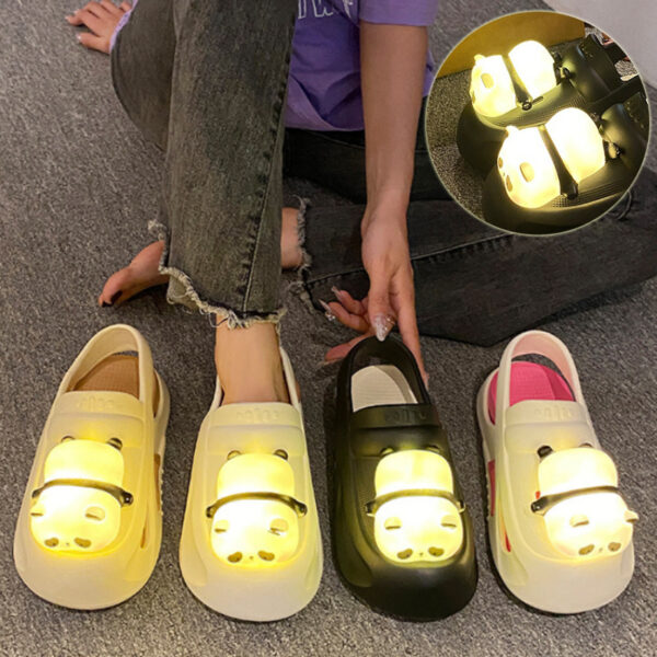 2025 Cute Slipper With Panda Lamp Summer Sandales Femme Light Funny Woman Slippers Shoes Women