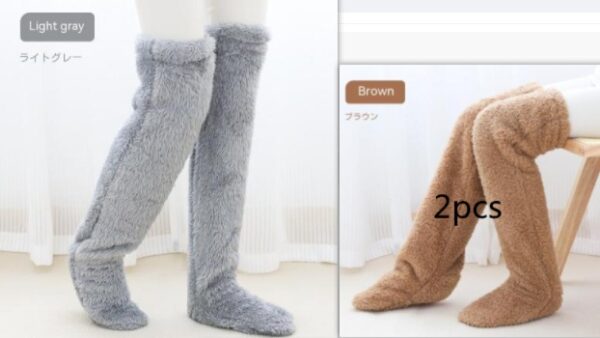 Over Knee High Fuzzy Long Socks Winter Warm Cold Leg Knee Joint Cold-proof Stockings Home Floor Sleeping Socks - Image 10