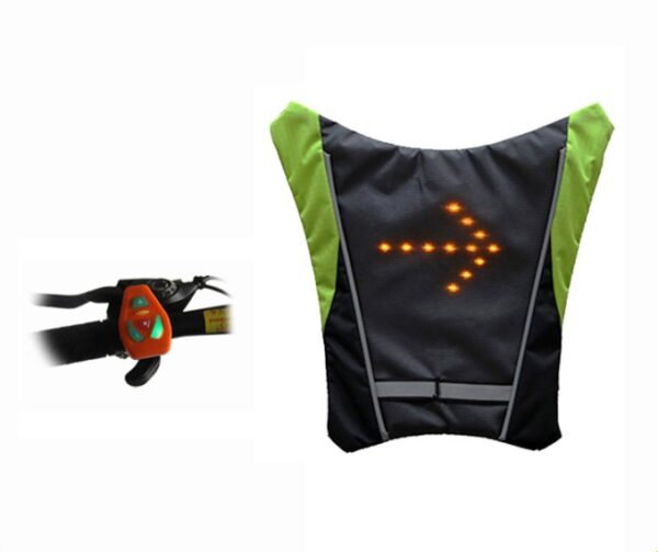 USB Rechargeable Reflective Vest Backpack with LED Turn Signal Light Remote Control Outdoor Sport Safety Bag Gear for Cycling - Image 3