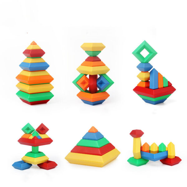 Kids Rainbow Tower Ring Wooden Jenga Color Cognitive Set Shapes Building Blocks Montessori Educational Toys for Kids - Image 5