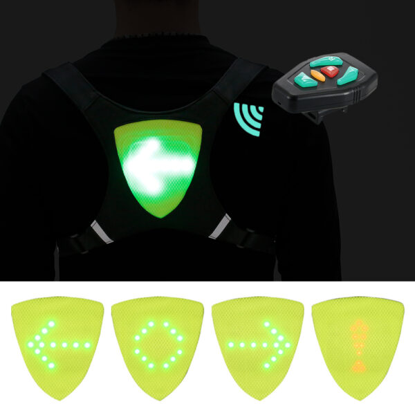 USB Rechargeable Reflective Vest Backpack with LED Turn Signal Light Remote Control Outdoor Sport Safety Bag Gear for Cycling - Image 6