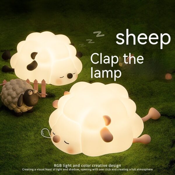 Cute Silicone Night Lights Sheep Cartoon Bedroom Lamp For Children's Room Decor Rechargeable Timing Dimming Sleep Night Light - Image 10