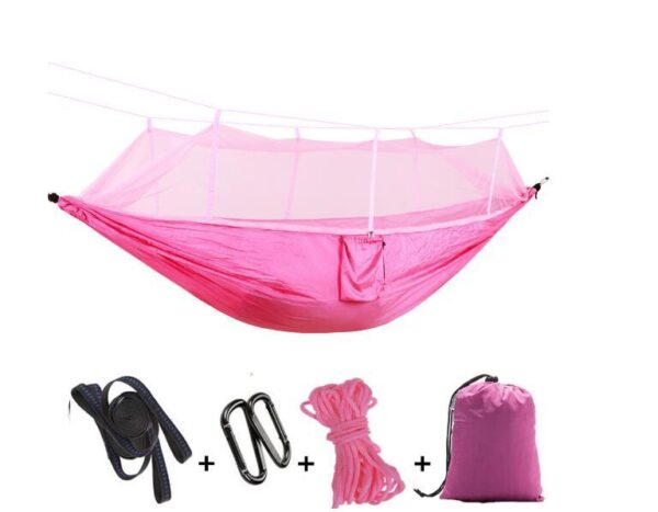 Outdoor Parachute Cloth Hammock Couble with Mosquito Net Light Portable Army Green Insect-proof Camping Aerial Tent - Image 8