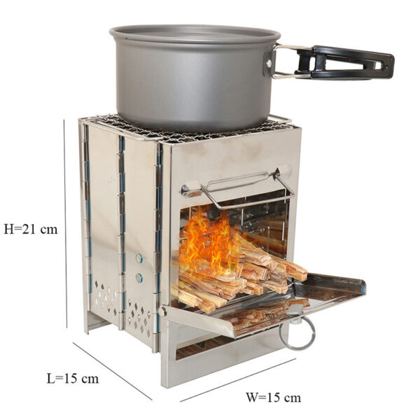 Lightweight Camping Wood Stove Adjustable Folding Wood Stove Burning for Outdoor Cooking Picnic Hunting BBQ Windproof - Image 2