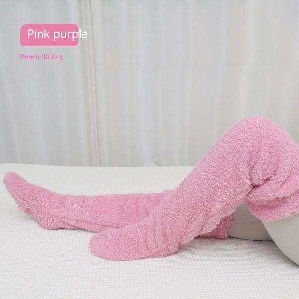 Over Knee High Fuzzy Long Socks Winter Warm Cold Leg Knee Joint Cold-proof Stockings Home Floor Sleeping Socks - Image 7