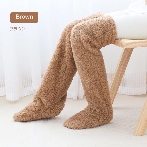 Over Knee High Fuzzy Long Socks Winter Warm Cold Leg Knee Joint Cold-proof Stockings Home Floor Sleeping Socks - Image 3