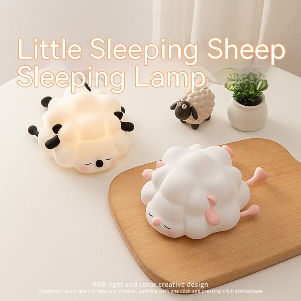 Cute Silicone Night Lights Sheep Cartoon Bedroom Lamp For Children's Room Decor Rechargeable Timing Dimming Sleep Night Light - Image 8