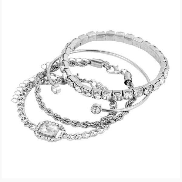 Fashion Jewelry 4 Pcs Crystal Bracelet Set Bohemian Design For Women Vintage Luxury Twisted Cuff Chains Armband Jewelry Accessories - Image 2