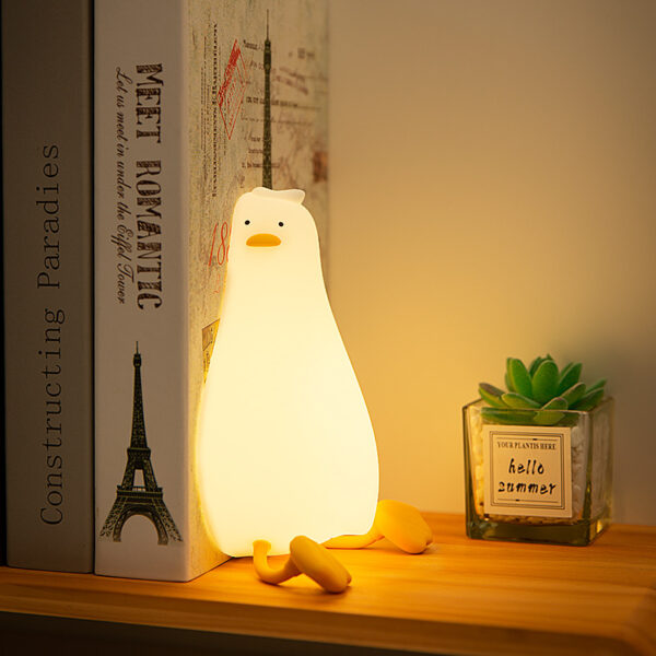 Lie Flat Duck Silicone Night Light Children's Bedside Table Lamp LED Smart With Sleep Night Light Pat Dimming Atmosphere Table Lamp Gift - Image 3