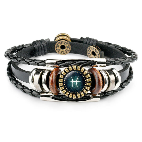 Multilayer Leather Bracelet 12 Constellation Zodiac Sign Men Braided Bracelets - Image 7