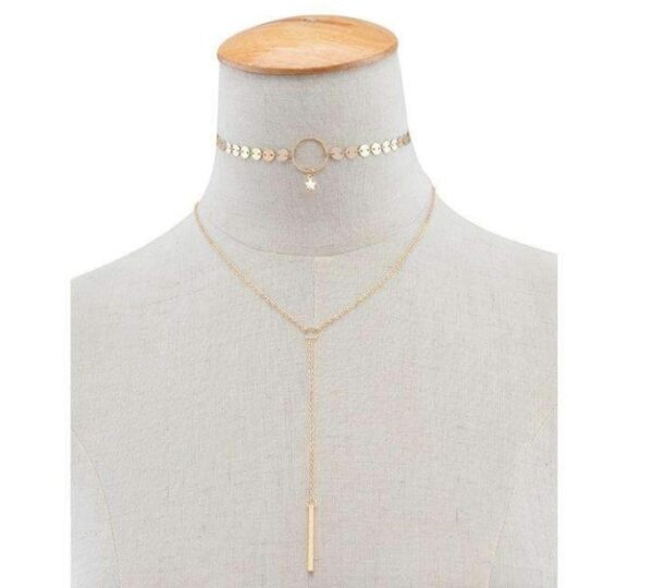 Star Goddess Duo Layering Choker Necklace - Image 2