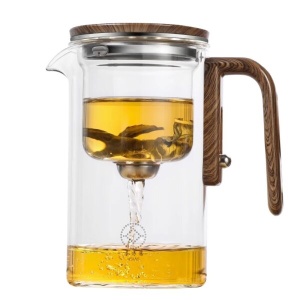 One Click Magnetic Teapot Separation Filtration Glass Tea Pot Wood Handle Tea Water Separation Inner Container Teapot - Image 4