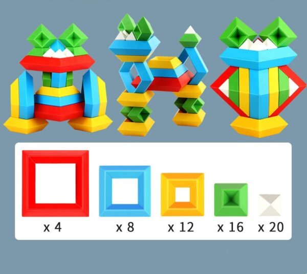 Kids Rainbow Tower Ring Wooden Jenga Color Cognitive Set Shapes Building Blocks Montessori Educational Toys for Kids - Image 6