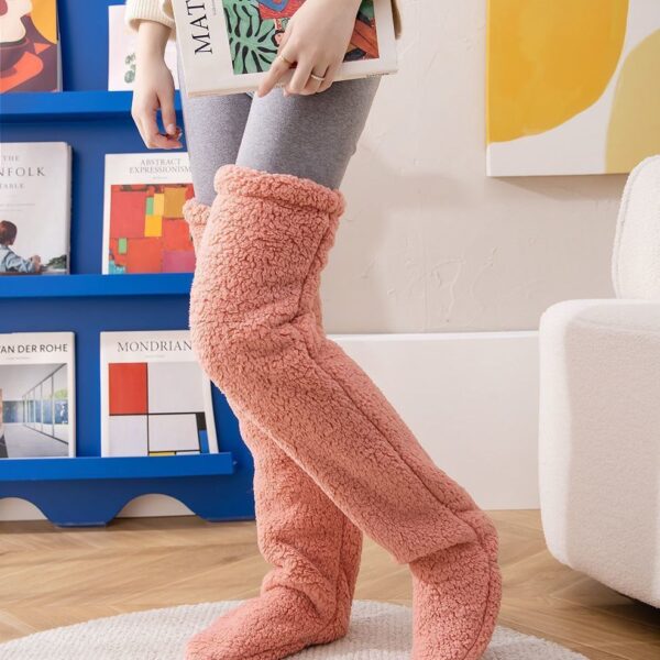 Over Knee High Fuzzy Long Socks Winter Warm Cold Leg Knee Joint Cold-proof Stockings Home Floor Sleeping Socks - Image 5