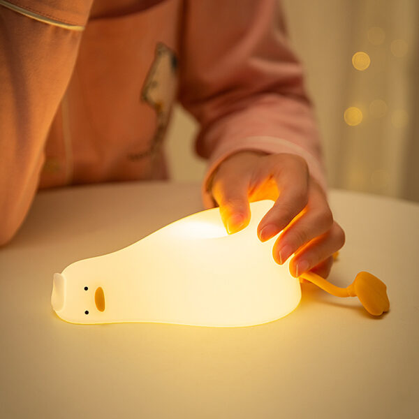 Lie Flat Duck Silicone Night Light Children's Bedside Table Lamp LED Smart With Sleep Night Light Pat Dimming Atmosphere Table Lamp Gift - Image 2