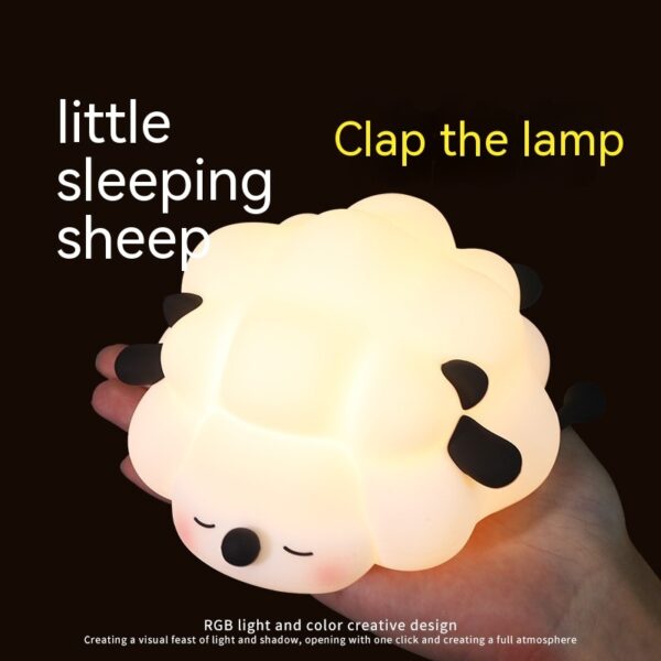 Cute Silicone Night Lights Sheep Cartoon Bedroom Lamp For Children's Room Decor Rechargeable Timing Dimming Sleep Night Light - Image 4