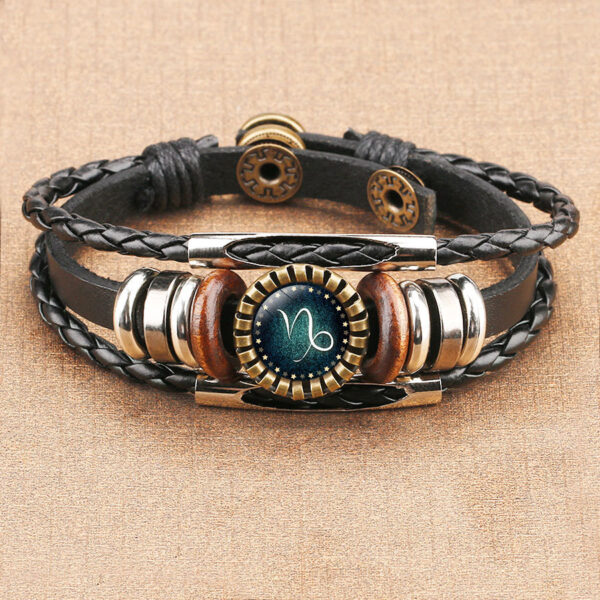 Multilayer Leather Bracelet 12 Constellation Zodiac Sign Men Braided Bracelets - Image 2